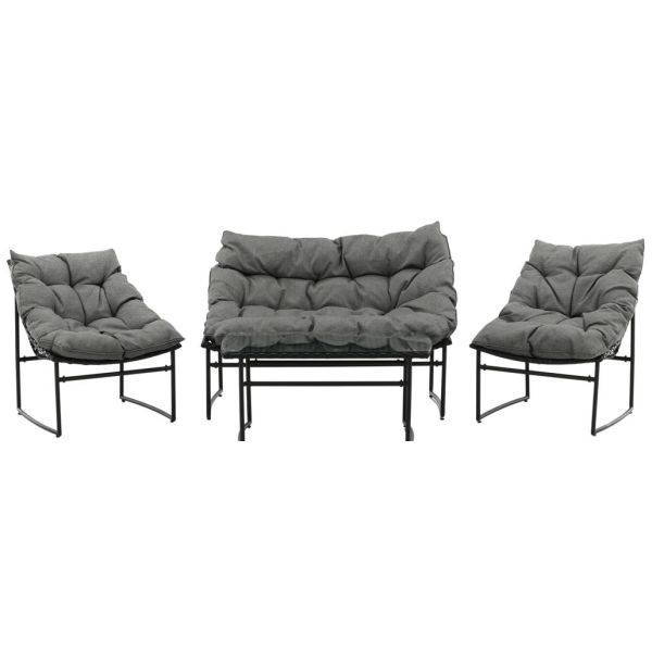 Loungeset Venture Home Tina 2043-408 soffa, bord, fåtöljer, svart/grått 