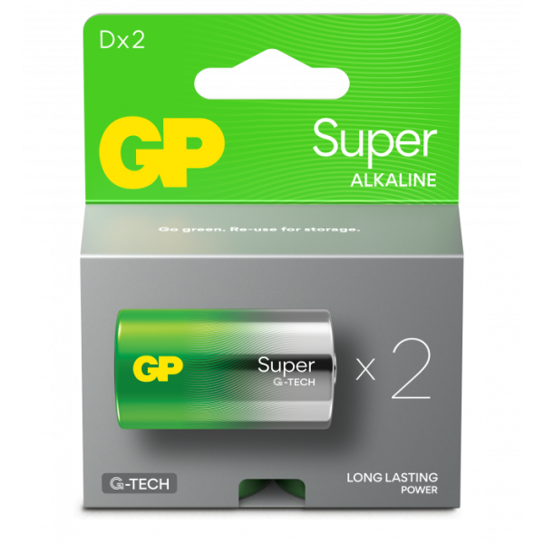 Batteri GP Batteries Super Alkaline 13A/LR20 alkalisk, D, 2-pakning 
