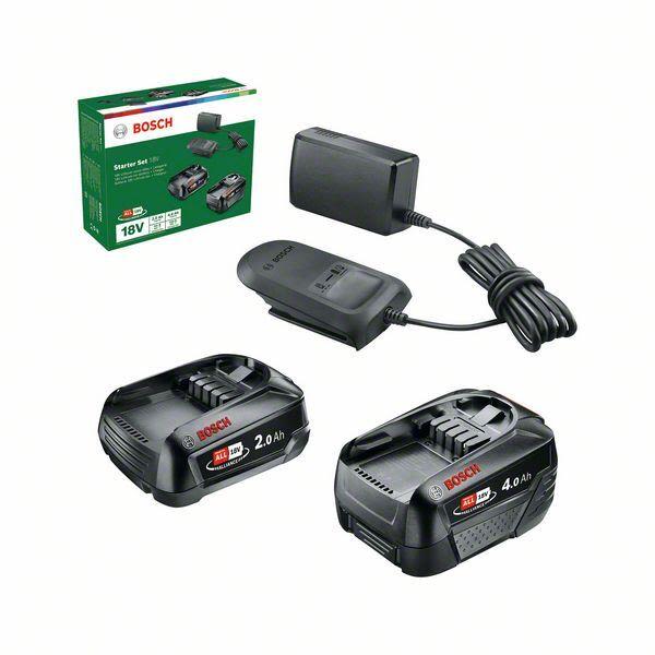 Akku- ja laturipaketti Bosch 1600A027U9 2 x 18 V -akkua (2,0 Ah + 4,0 Ah) ja AL 18V-20 -latauslaite 