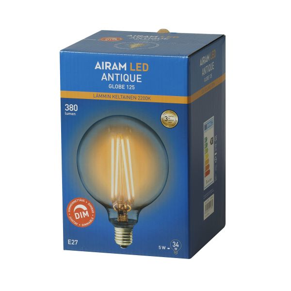 LED-lampe Airam Amber 4,5 W, E27, dimbar 