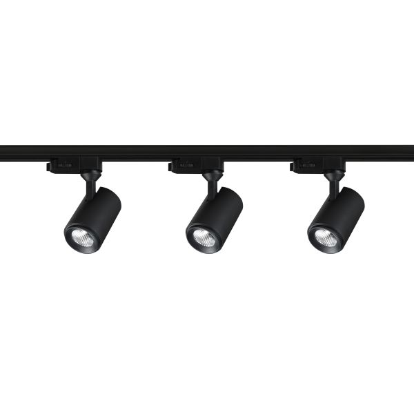 Spotlight Designlight Tracky One P-807B 3 svarta spotlights, ändstycke, skena 