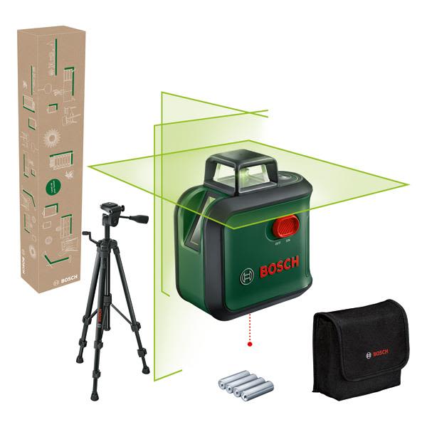 Krydslinjelaser Bosch DIY AdvancedLevel 360 med stativ 