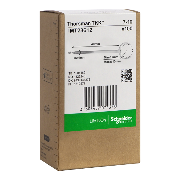 Klammer Schneider Electric IMT23612 spik, 100-pack, rund kabel 7-10, 2,1x40 mm