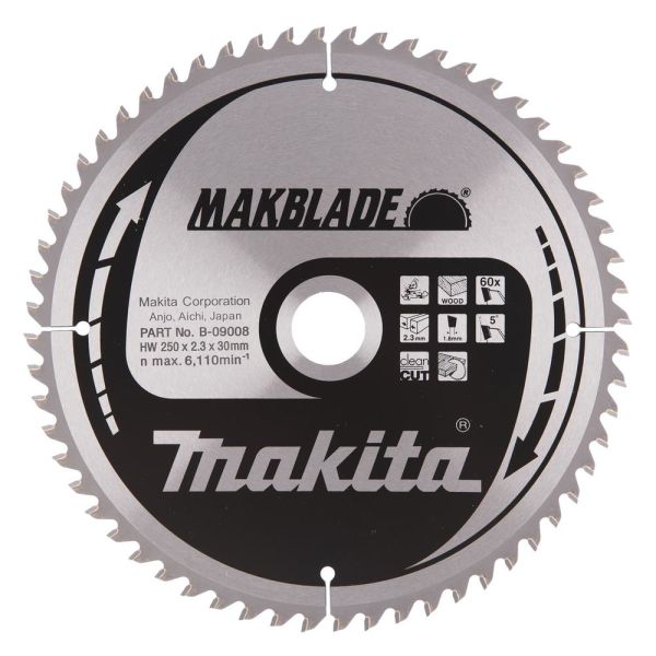 Sagblad Makita B-09008 tre, 250x30x2,3 mm 