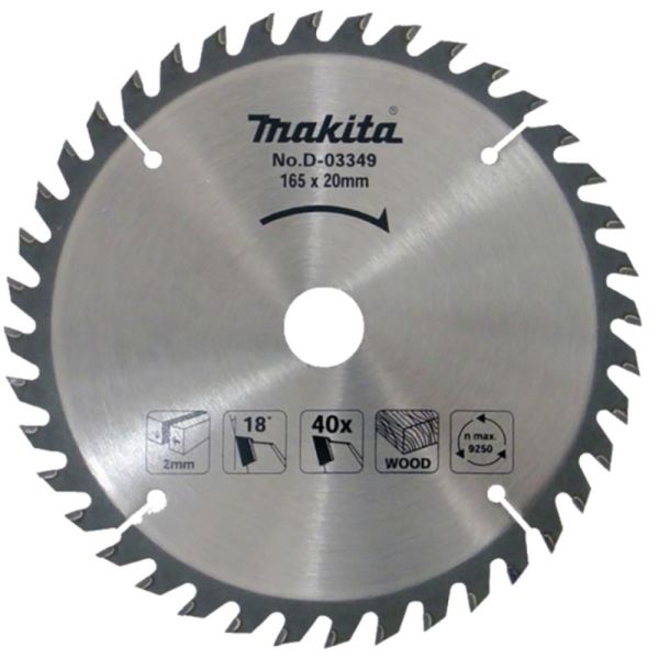 Pyörösahanterä Makita D-03349 puu, 165x20x2,0 mm 