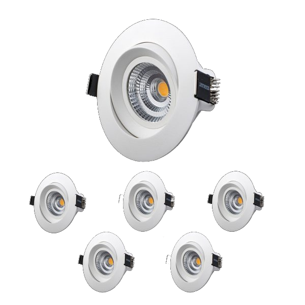 Downlight-valaisin Designlight M-Penny 7 W, käännettävä, 6 kpl 3000 K, 540 lm