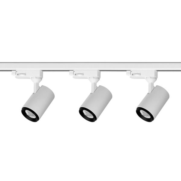 Spotlight Designlight Tracky One P-807MW 3 hvite spotlights, endestykke, skinne 