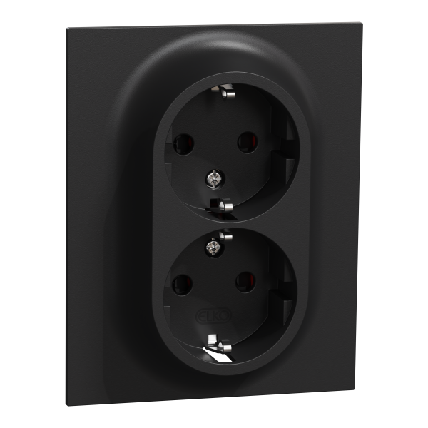 Vägguttag Elko EKO50074 2-vägs, jordad, snabbanslutning Svart