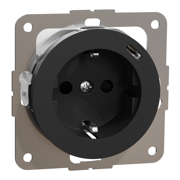 Pistorasia Elko EKO50092 USB-C, 1-osainen, maadoitettu, pistokepuristin/jousiliitin Musta