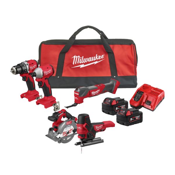 Verktygspaket Milwaukee M18 BLCPP5A-502B med batteri och laddare 