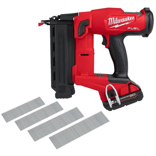 Dyckertpistol Milwaukee M18 FN18GS-202X + Senco AX med batteri, laddare & dyckert 