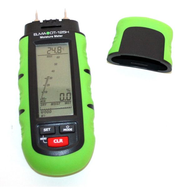 Fugtmåler Elma DT125 med batteri, til træ, diverse byggematerialer, samt relativ luftfugtighed 