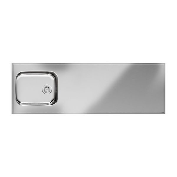 Pesupöytä Purus Basic F PBF-1800 1800x600x30 mm, käännettävä, ruostumaton teräs 