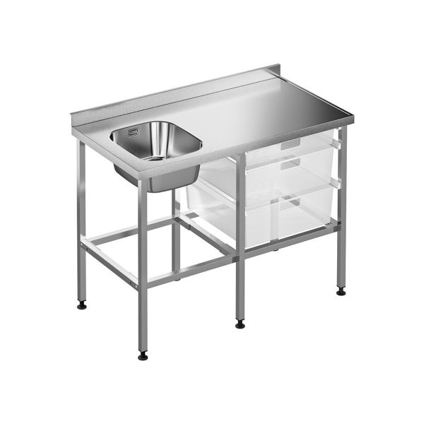 Pesupöytä Purus SB-1200-34V-M 1200x620x900 mm, allas vasemmalla 