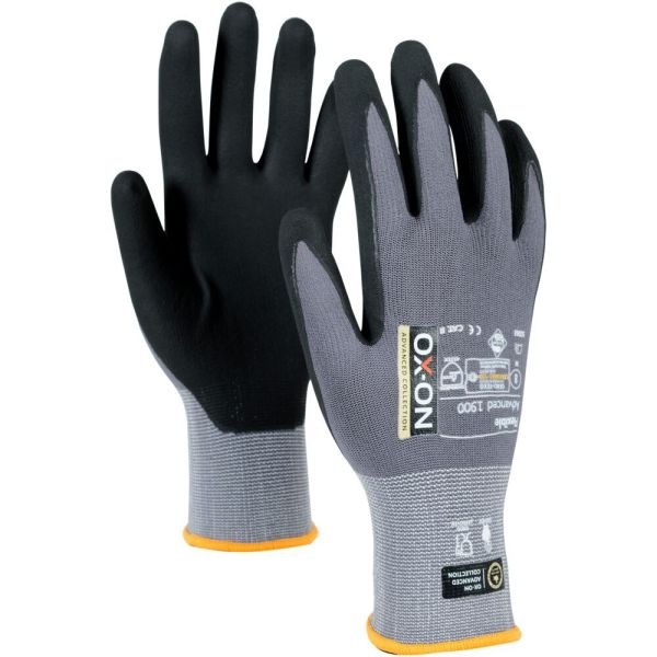 Montagehandske OX-ON Flexible Advanced 1900 grå/svart, 12-pack 7/S