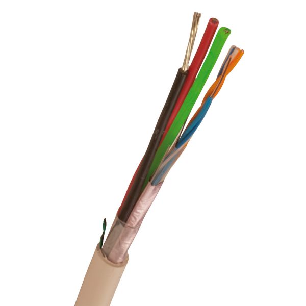 Larmkabel Nexans FLAQQBR 8.5 mm ytterdiameter, vit 1 m, kapad