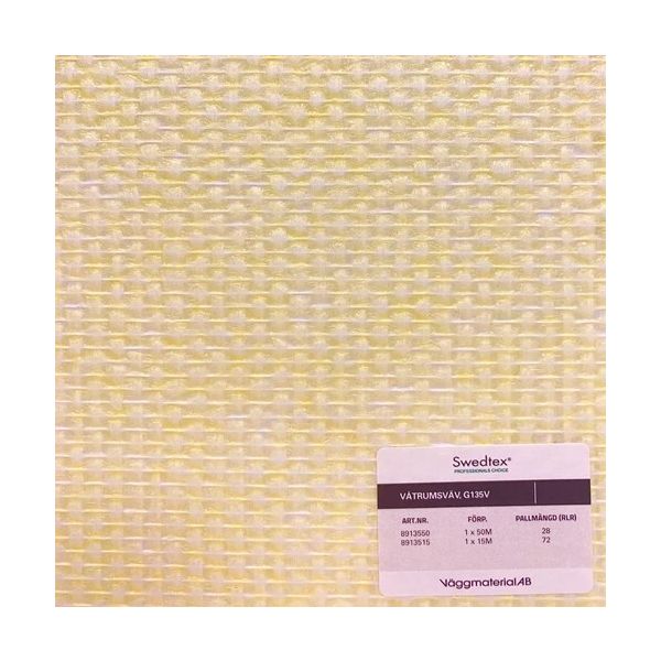 Glasfiberväv Swedtex G135V våtrum, 1x25 m 
