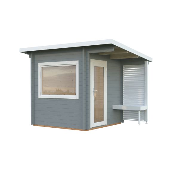 Bastu Palmako Sanna 4,4 m², Invändig 4,1 m², ljusgrå + vit 