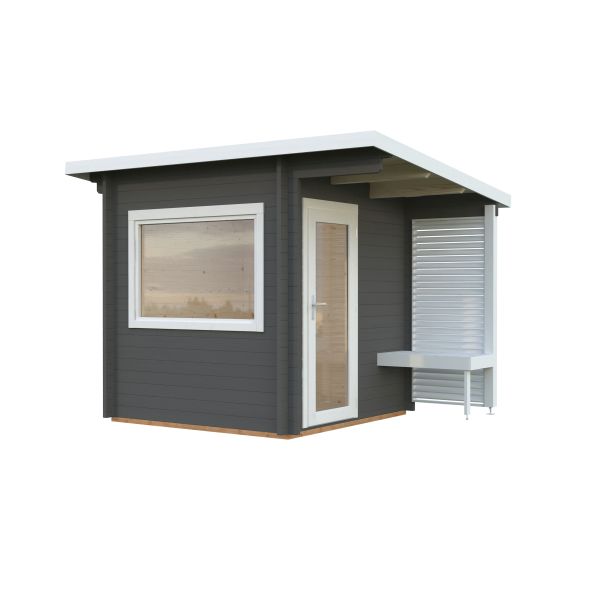 Bastu Palmako Sanna 4,4 m², Invändig 4,1 m², grå + vit 