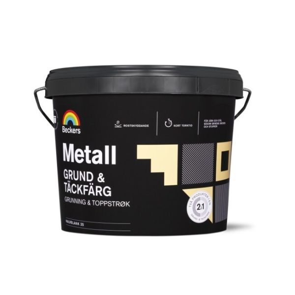 Grund- och täckfärg Beckers Metall halvblank Valfri kulör 3 l 35 Halvblank