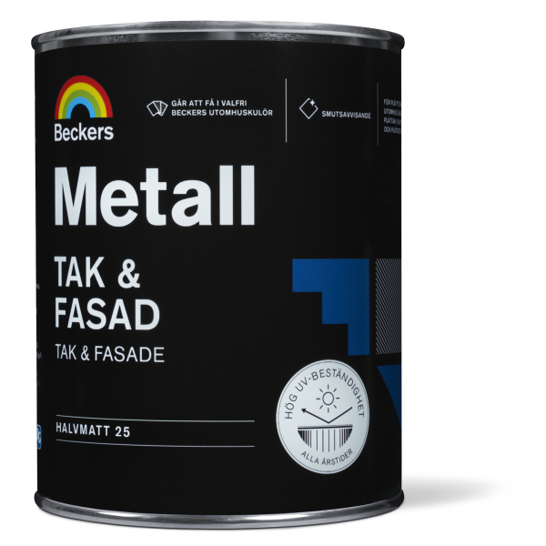 Täckfärg Beckers Metall Tak&Fasad halvmatt Valfri kulör 1 l 25 Halvmatt