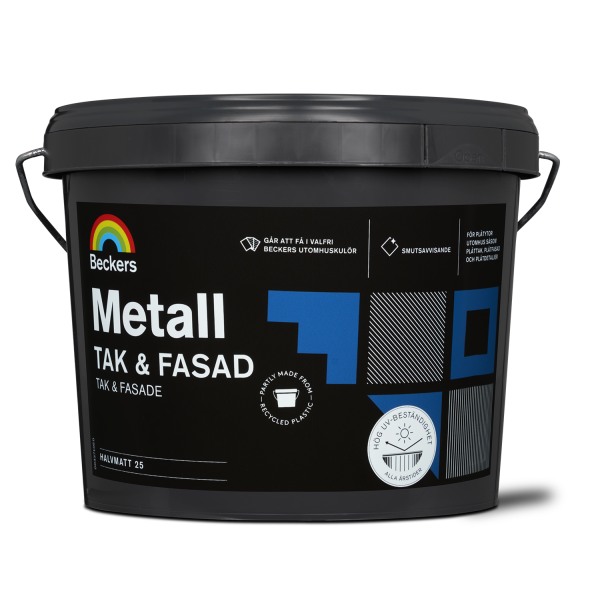 Täckfärg Beckers Metall Tak&Fasad halvmatt Svart 3 l 25 Halvmatt