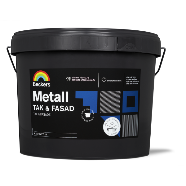 Täckfärg Beckers Metall Tak&Fasad halvmatt Valfri kulör 10 l 25 Halvmatt