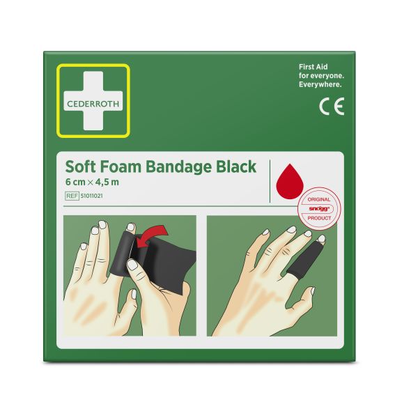 Plaster Cederroth 51011021 6 cm x 4,5 m, selvklebende Svart