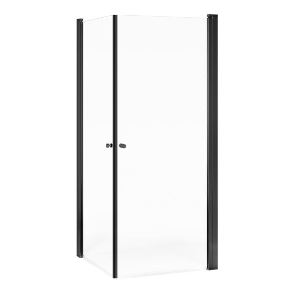 Brusehjørne Gustavsberg Square GB51SRDR8080BL klarglas/sort, vendbar 80 × 80 cm