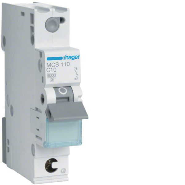Miniatyrbryter Hager MCS110 1-polet, 6 kA, C-karakteristikk 10A