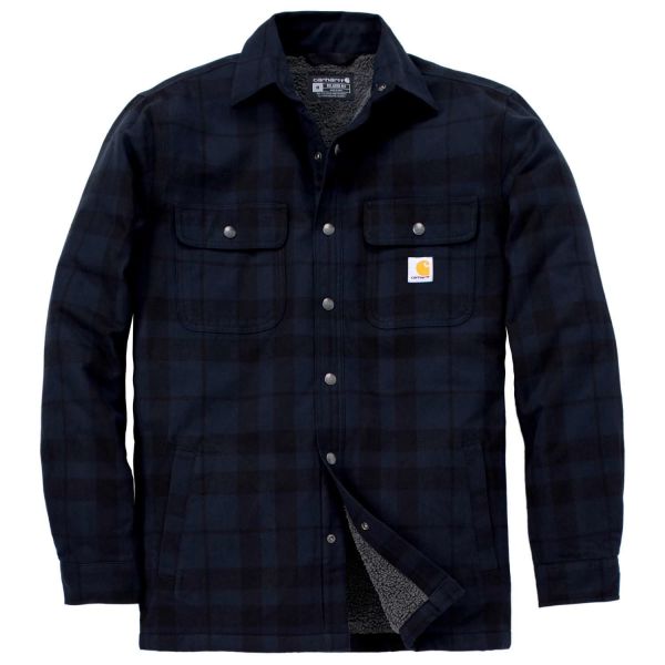 Flanelskjorte Carhartt 107017I26-XL Sherpaforing til komfort og varme marineblå XL