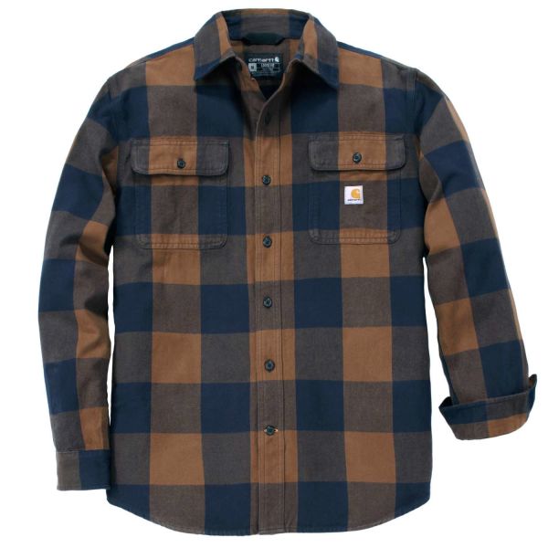 Flanelskjorte Carhartt 107013RDK-S Trippelsøm, plaggvasket og i børstet flanell rød S