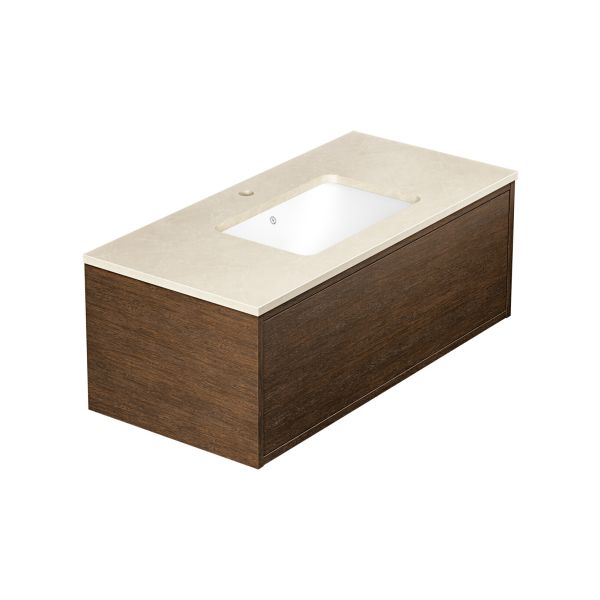 Kommodpaket Gustavsberg Ducentic GB71DCVU10AWCC1100 100 cm, brun ek/beige sten, 1 blandarhål Brun ek/Beige sten 100 cm Utan ben 1 blandarhål 1 ho