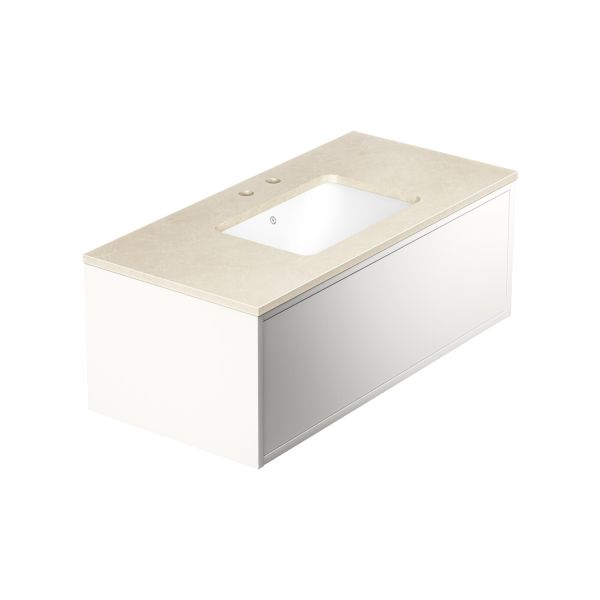 Kommode Gustavsberg Ducentic GB71DCVU10DHCC1200 100 cm, hvit/beige stein, 2 blandebatterihull 