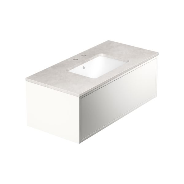 Kommode Gustavsberg Ducentic GB71DCVU10DHSG1200 100 cm, hvit/grå stein, 2 blandebatterihull 