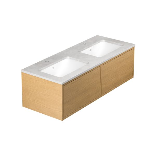 Kommode Gustavsberg Ducentic GB71DCVU12ARSG2100 120 cm, lys eik/grå stein, 2 skuffer 