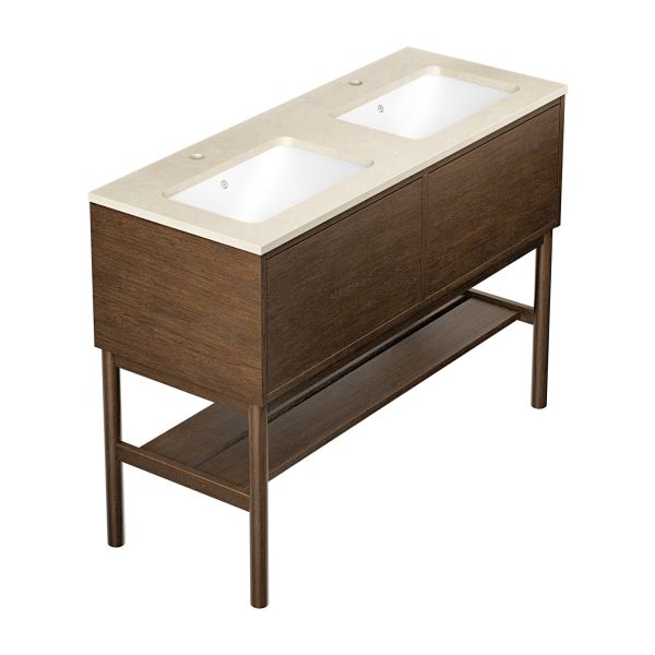 Kommode Gustavsberg Ducentic GB71DCVU12AWCC21LF med bein, 120 cm, brun eik/beige stein, 2 kummer 