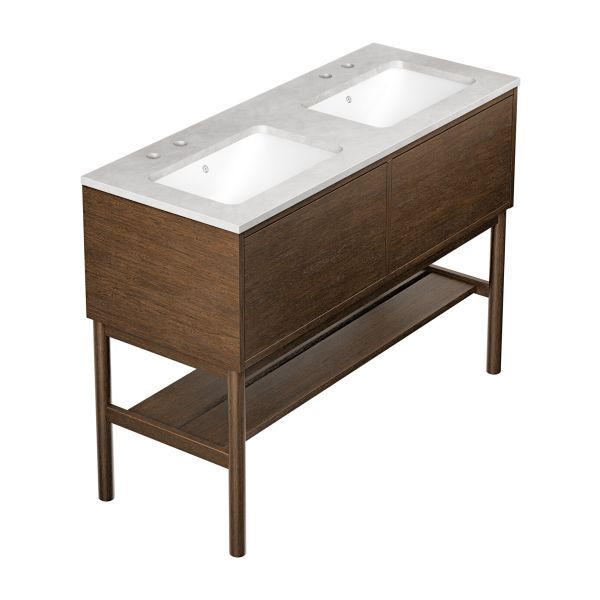 Allaskaappi Gustavsberg Ducentic GB71DCVU12AWSG22LF tukikehyksellä, 120 cm, ruskea tammi/harmaa kivi, 2 pesuallasta Ruskea tammi/harmaa kivi 120 cm