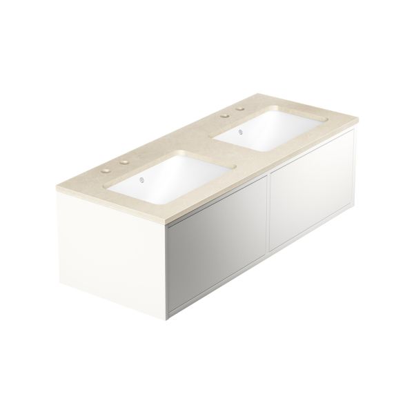 Kommode Gustavsberg Ducentic GB71DCVU12DHCC2200 120 cm, hvit/beige stein, 2 kummer 