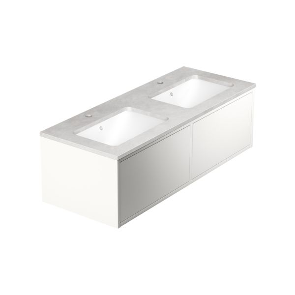 Kommodpaket Gustavsberg Ducentic GB71DCVU12DHSG2100 120 cm, vit/grå sten, 2 hoar Vit/Grå sten 120 cm Utan ben 2 blandarhål (1+1) 2 hoar