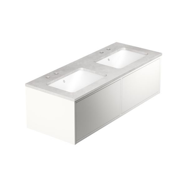 Kommodpaket Gustavsberg Ducentic GB71DCVU12DHSG2200 120 cm, vit/grå sten, 2 hoar Vit/Grå sten 120 cm Utan ben 4 blandarhål (2+2) 2 hoar