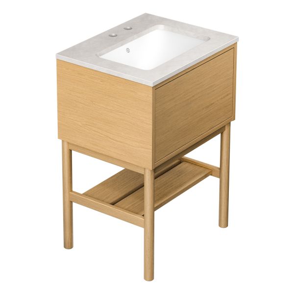 Kommode Gustavsberg Ducentic GB71DCVU60ARSG12LF med ben, 60 cm, lys eik/grå stein, 1 blandebatterihull 