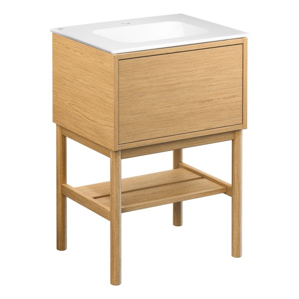 Kommodpaket Gustavsberg Ducentic GB71DCVU60ARWB11LF med ben, 60 cm, ljus ek/vit, 1 blandarhål Ljus ek/Vit 60 cm Med ben 1 blandarhål 1 ho