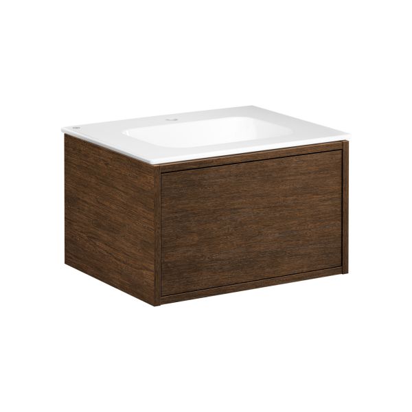 Kommode Gustavsberg Ducentic GB71DCVU60AWWB1100 60 cm, brun eik/hvit, 1 blandebatterihull 