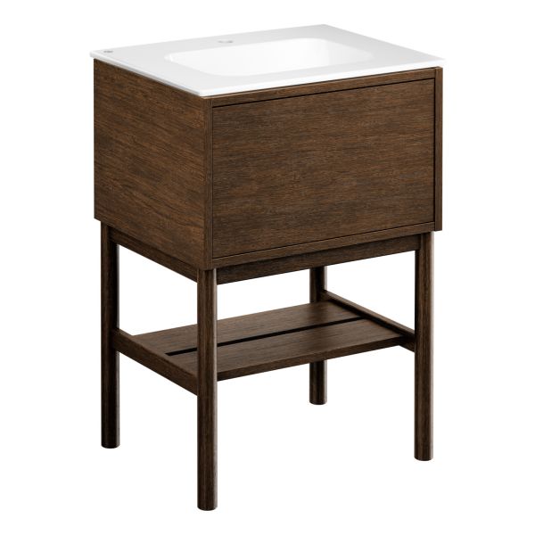 Allaskaappi Gustavsberg Ducentic GB71DCVU60AWWB11LF tukikehyksellä, 60 cm, ruskea tammi/valkoinen, 1 hanareikä Ruskea tammi/valkoinen 60 cm Tukikehyksellä 1 hanareikä 1 altaalla