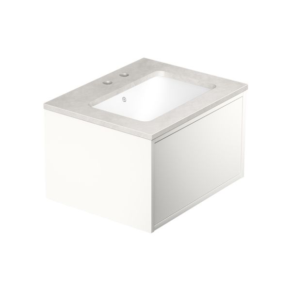 Kommodpaket Gustavsberg Ducentic GB71DCVU60DHSG1200 60 cm, vit/grå sten, 2 blandarhål Vit/Grå sten 60 cm Utan ben 2 blandarhål 1 ho