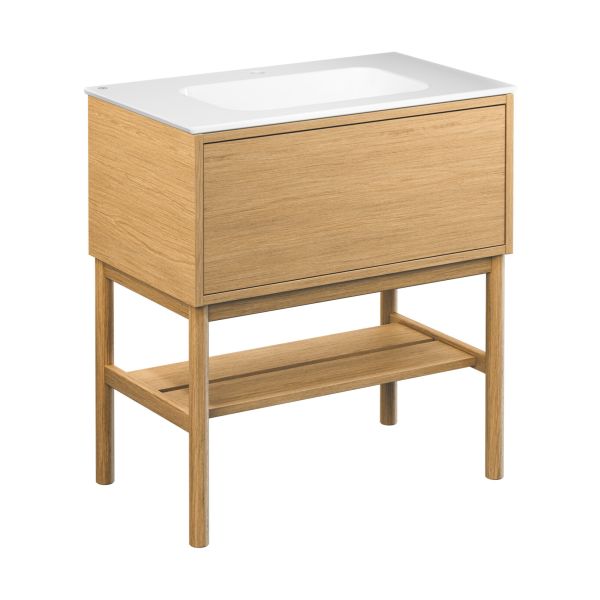 Kommodpaket Gustavsberg Ducentic GB71DCVU80ARWB11LF med ben, 80 cm, ljus ek/vit, 1 blandarhål Ljus ek/Vit 80 cm Med ben 1 blandarhål 1 ho