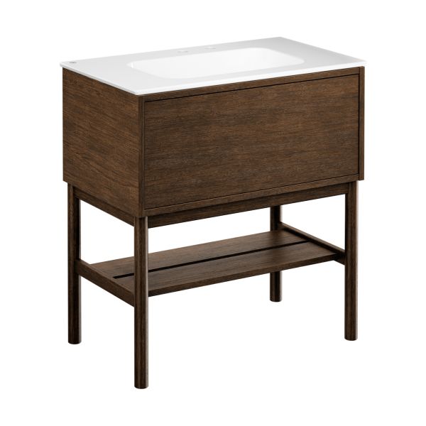 Kommodpaket Gustavsberg Ducentic GB71DCVU80AWWB12LF med ben, 80 cm, brun ek/vit, 2 blandarhål Brun ek/Vit 80 cm Med ben 2 blandarhål 1 ho