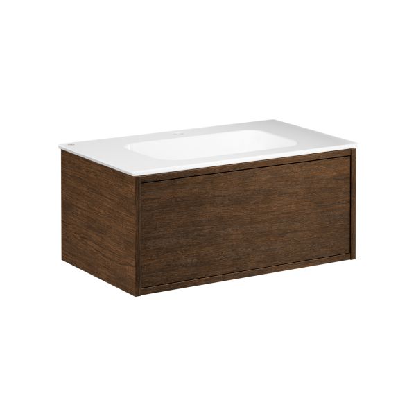 Kommodpaket Gustavsberg Ducentic GB71DCVU80AWWB1100 80 cm, brun ek/vit, 1 blandarhål Brun ek/Vit 80 cm Utan ben 1 blandarhål 1 ho