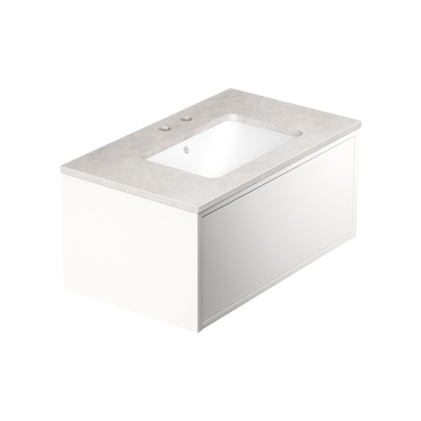 Kommode Gustavsberg Ducentic GB71DCVU80DHSG1200 80 cm, hvit/grå stein, 2 blandebatterihull 